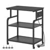 Advwin Large Mobile Printer Stand with Charging Station and Height Adjustable shelfs, Black