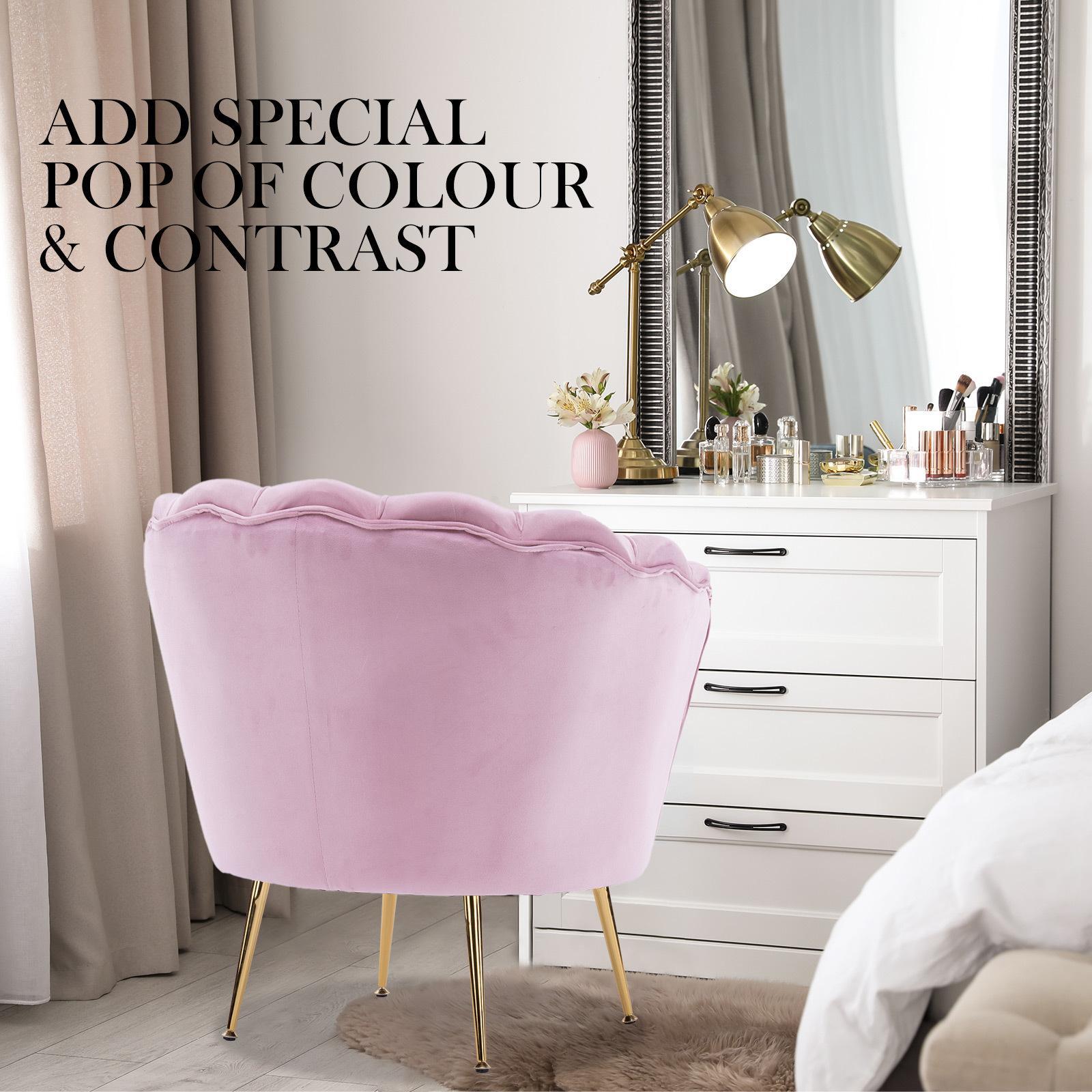 La Bella Shell Scallop Pink Armchair Accent Chair Velvet Round Ottoman Footstool Bunnings Australia