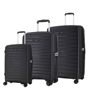 Rock Palma 3 Pce Set Lightweight Hardsided Suitcase - Black