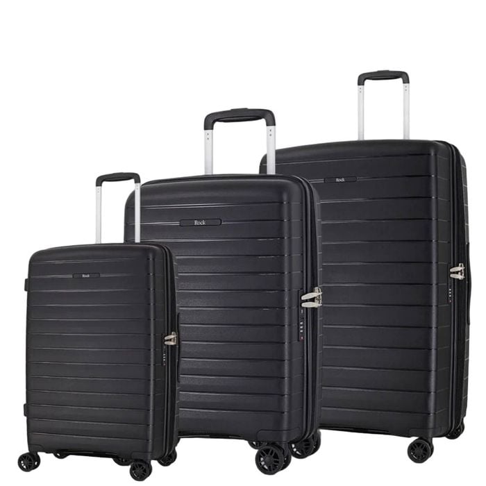 Rock Palma 3 Pce Set Lightweight Hardsided Suitcase - Black