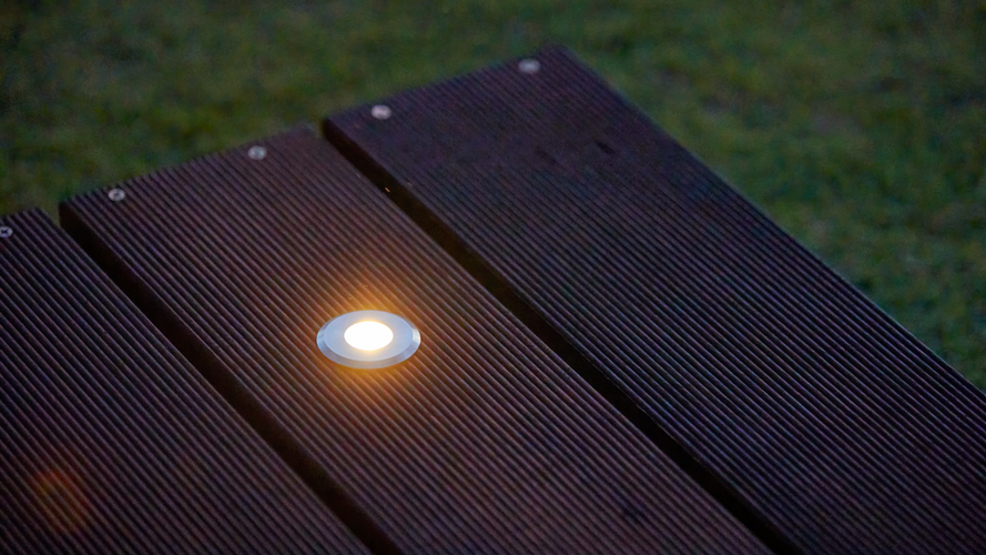 timber decking with insercted decking light