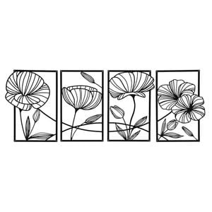 Yezi 4pcs Metal Wall Decor Abstract Lotus Flower