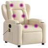 vidaXL Massage Recliner Chair Reclining Armchair Single Sofa Cream Fabric