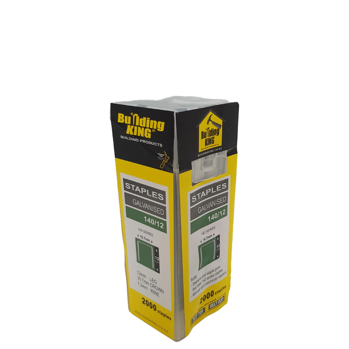 Building King 140/12 Electro Galvanised Staples - 2000 Pack