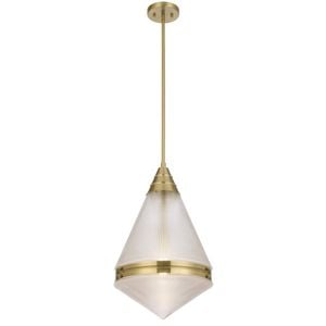 Telbix Harnon Modern Pendant Hanging Lamp Light Metal Glass Antique Gold Satin