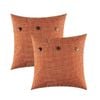 Catzon 2 Pcs Decorative Linen Throw Pillow Covers Triple Button for Sofa Bed-Orange