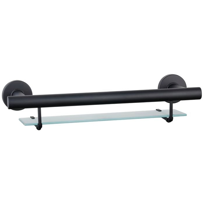evekare Black Matte Bath Shelf With Grab Rail