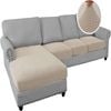 Smarcute L-shaped Sectional Sofa Covers Couch Lounge Cushion Cover (seat Only: 1 Chaise + 3 Seat Cover, Beige)