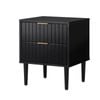 Oikiture Bedside Table 2 Drawers Side Storage Cabinet Metal Handle Black