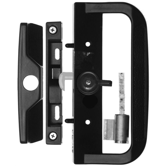 Rolltrak Black Sliding Patio Door Keyed Lock Set