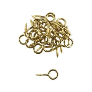 Everhang 7mm Brass Plated Screw Eyes - 25 Pack