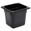 Vogue Food Pan Container Black Polycarbonate Gn 1/6 150mm Commercial Kitchen Storage