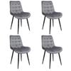 Bribrion Dining Chairs Set Of 4 Grid Quilted Square Tufted Grey