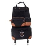 Living in a Bubble Premium Seat Back Storage with Toiletry Bag - Black-Brown