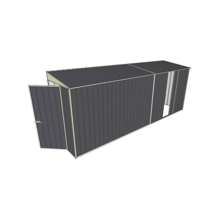 Build-A-Shed 1.2 x 5.2 x 2.0m Tunnel Shed Tunnel Hinged Door with 1 Sliding Side Door - Grey