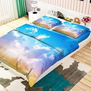 3D Bright Blue Sky 3 Bedding Set Pillowcases Quilt Duvet Cover Set Queen King
