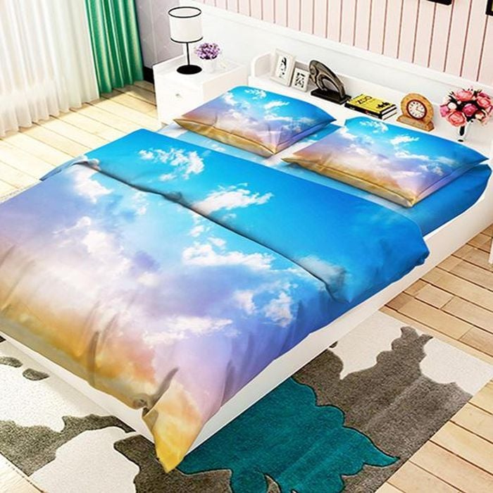 3D Bright Blue Sky 3 Bedding Set Pillowcases Quilt Duvet Cover Set Queen King