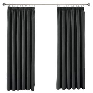 Village 240 x 205cm Textured Pencil Pleat Blockout Curtain - Pair