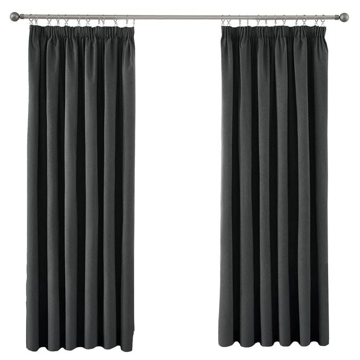 Village 240 x 205cm Textured Pencil Pleat Blockout Curtain - Pair