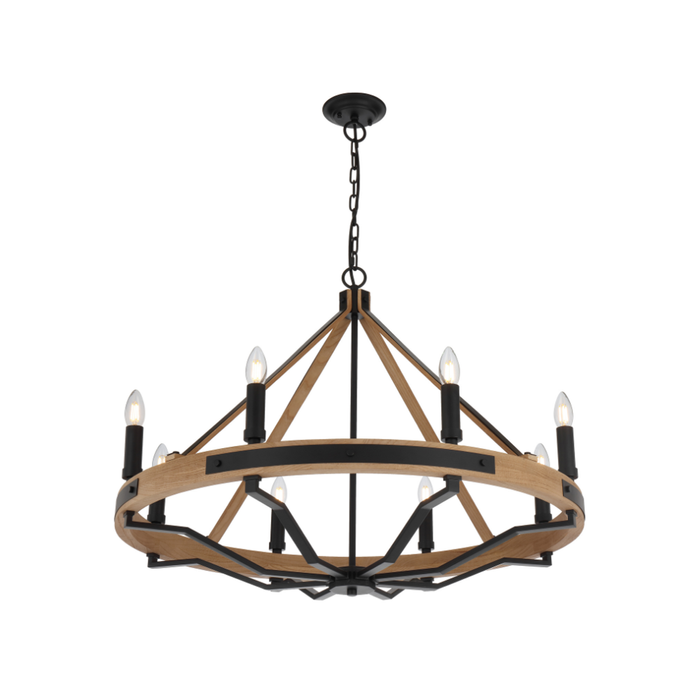 Telbix Darien Contemporary Pendant Hanging Lamp Light Wood Metal Ash Black Wood Tones