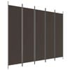 vidaXL 5-Panel Room Divider Brown Fabric Privacy Screen Room Separator Folding