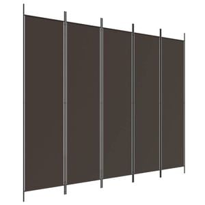 vidaXL 5-Panel Room Divider Brown Fabric Privacy Screen Room Separator Folding