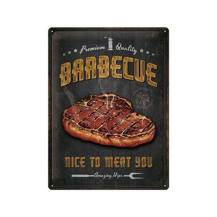 Nostalgic-art Bbq Nice To Meat You 30x40cm Large Metal Tin Sign Plaque