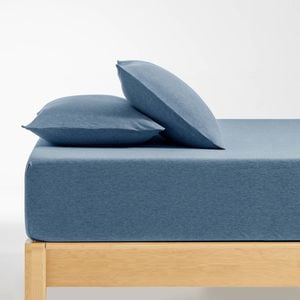 Dreamaker Jersey Luxe 100% Cotton Combo Fitted Sheet Set Denim King Single Bed
