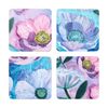 4pc Ecology Rose Bloom Floral Coasters Set 10cm Multi Coloured