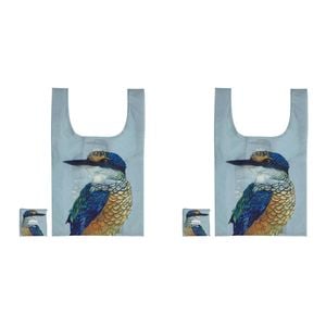 2PK Ashdene Plastic 64x36cm Modern Birds Kingfisher Shopping Bag