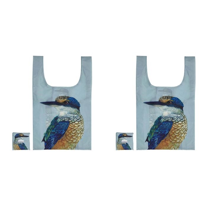 2PK Ashdene Plastic 64x36cm Modern Birds Kingfisher Shopping Bag