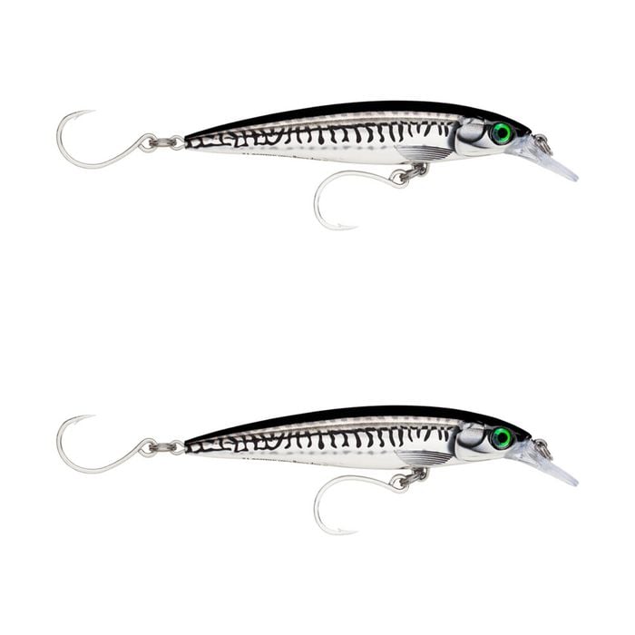 2x Rapala 12cm Saltwater X Rap Long Cast Sink Minnow Fish Lure -Chrome Mackerel