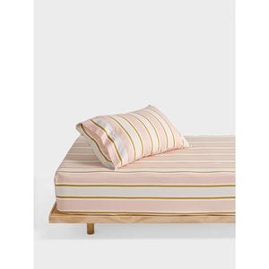 2pc Linen House Kids 225tc Sailor Stripe Fitted Sheet/pillowcase Set Pink Single