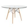 SK Designer Living | Replica Eames Eiffel Round Glass Dining Table | 120cm - Natural