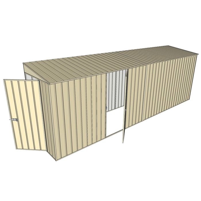 Build-A-Shed 1.2 x 6.0 x 2.0m Tunnel Shed Tunnel Hinged Door with 1 Hinged Side Door - Cream