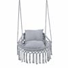 Costway Macrame Swing Chair Boho Hammock 2 Removable Cushion Grey