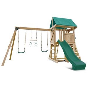 Lifespan Kids Carindale Swing Set Cubby Play Centre with 2.2m Green Slide