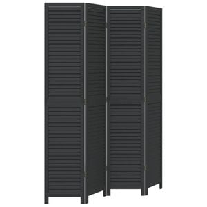 vidaXL Room Divider Privacy Screen Partition 4 Panels Black Paulownia