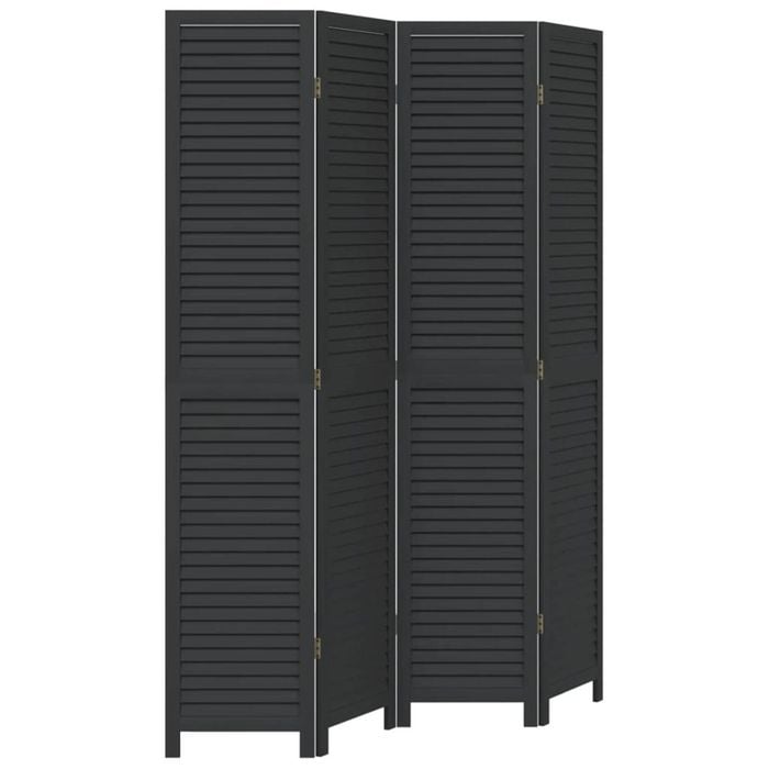 vidaXL Room Divider Privacy Screen Partition 4 Panels Black Paulownia