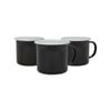 Argon Tableware 375ml Enamel Camping Mugs - Set Of 12 Black Coffee & Tea Mugs Lightweight Metal Steel Rustic Style Drinking Cups