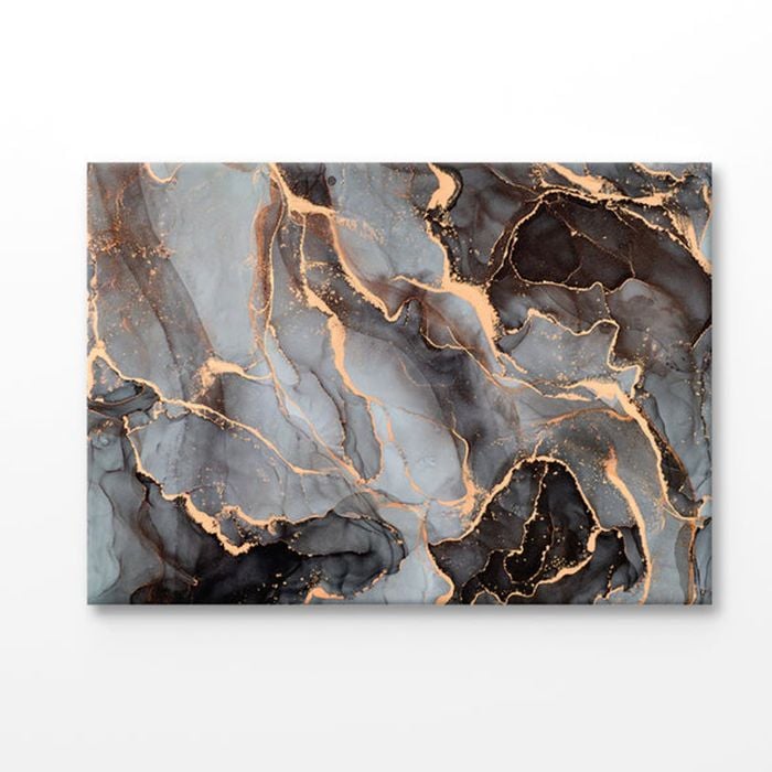 Marble Gold & Gray Abstract Design Print 100% Australian Made 120x90cm (Stretched Canvas)