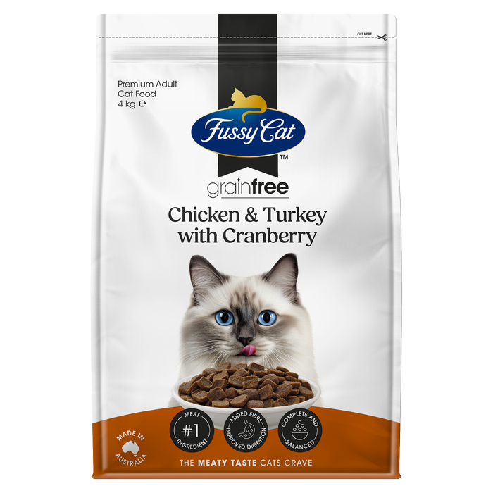 Fussy Cat 4kg Grain Free Chicken & Turkey with Cranberry Dry Cat Food