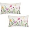Catzon 2 Pcs Summer Lumbar Pillow Covers Linen Pillowcase for Home Decor-Set 39