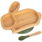 Tiny Dining Bamboo Rabbit Baby Weaning Plate & Fork Set