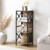 Homfurn 4 Tier Industrial Bookcase With Metal Frame And Backboard,narrow White Book Shelf,book Case For Small Spaces