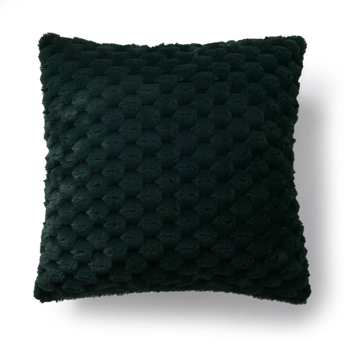 Dreamaker Emmett Textured Faux Fur Cushion Deep Teal 50x50cm