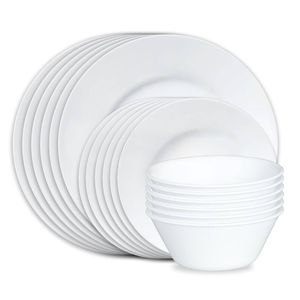 Corelle Dazzling White Wide Rim 18 Piece Dinner Set