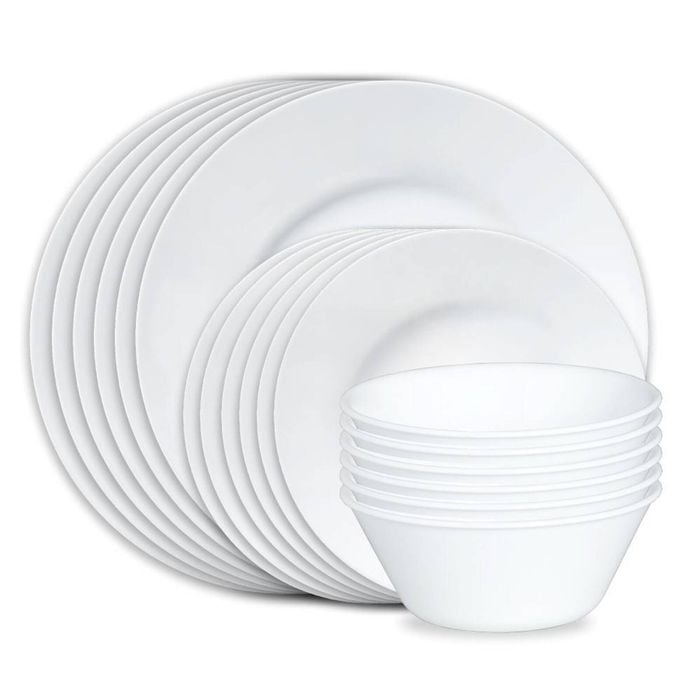 Corelle Dazzling White Wide Rim 18 Piece Dinner Set