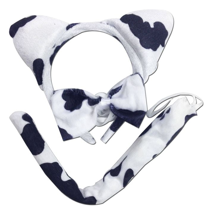 3pcs Set Animal Costume Dress Up Party Bow Tie Tail Ears Book Week Dairy Cattle Cow