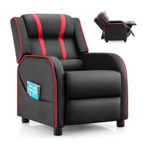 Costway Pu Leather Sofa Ergonomic Recliner Armchair Kids Lounge Chair